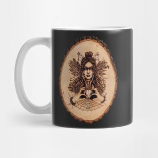 Skadi - nordic goddess pyrography print, wood texture Mug